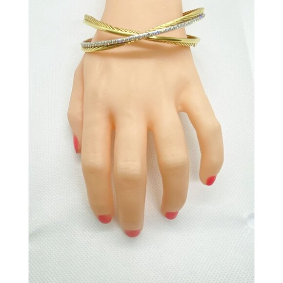 David Yurman 18K 750 Crossover Diamond Cuff Bracelet 7.5" - Picture 13 of 16